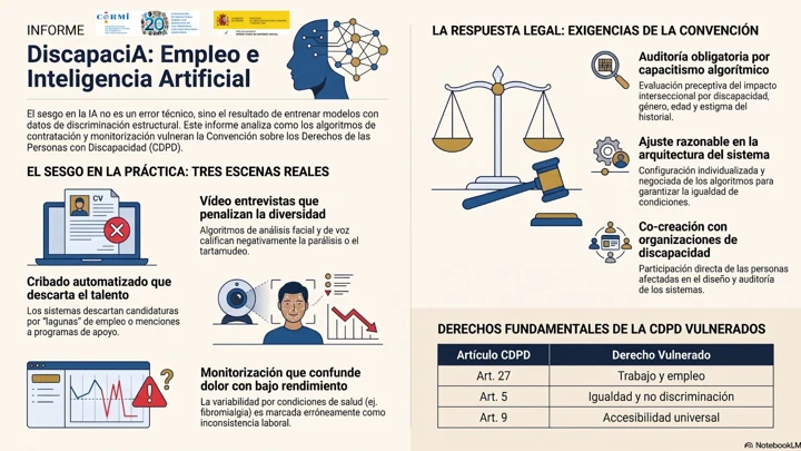 Infografía sobre cribado automatizado, vídeo-entrevistas y monitorización laboral y las garantías exigidas por la Convención.